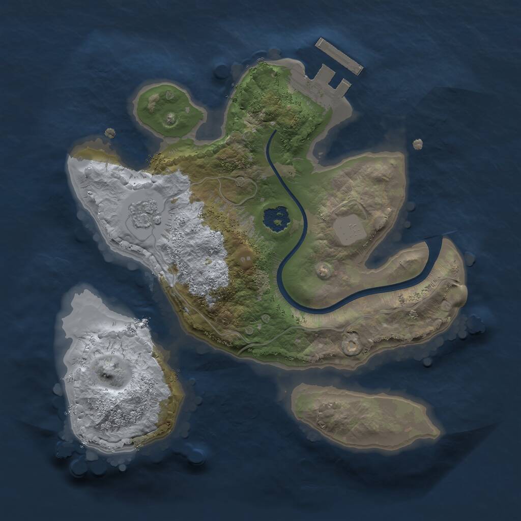 Rust Map: Procedural Map, Size: 2000, Seed: 13412, 3 Monuments