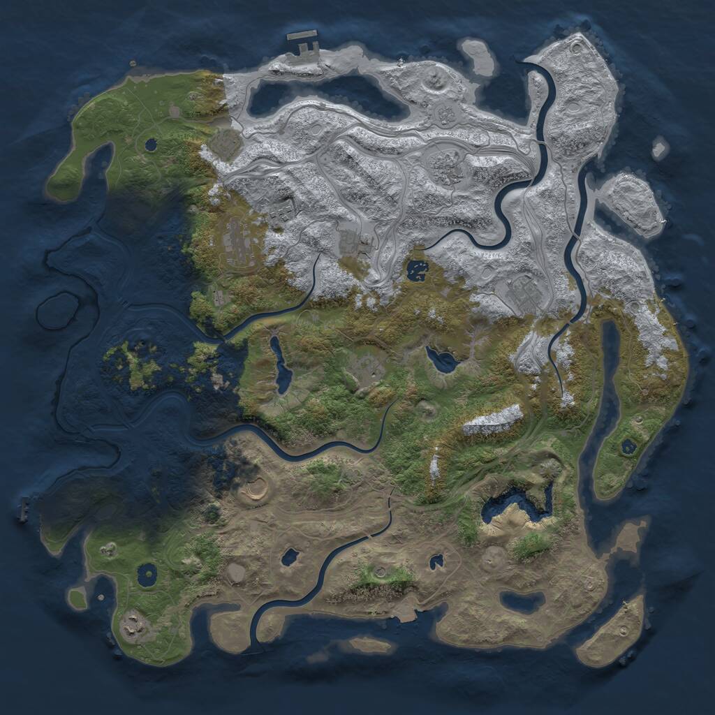 Rust Map: Procedural Map, Size: 4800, Seed: 57700651, 16 Monuments