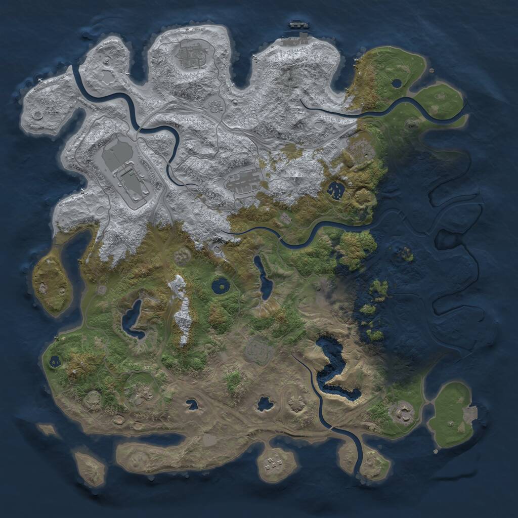 Rust Map: Procedural Map, Size: 4500, Seed: 12484582, 16 Monuments