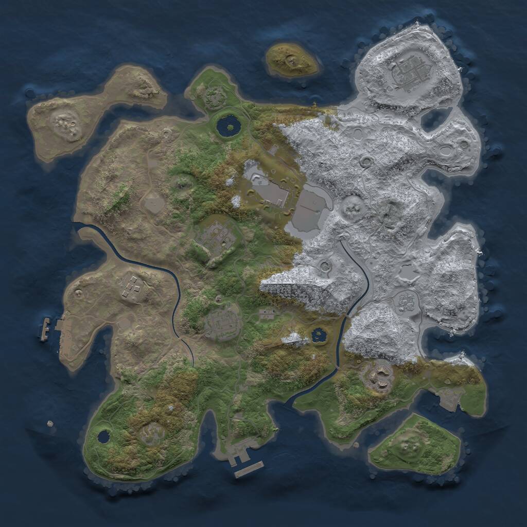 Rust Map: Procedural Map, Size: 3500, Seed: 133826448, 12 Monuments
