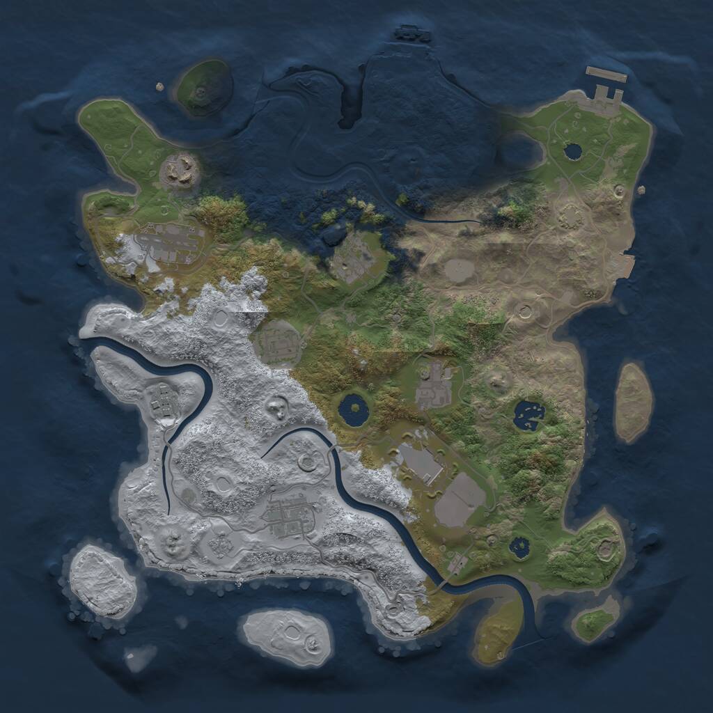 Rust Map: Procedural Map, Size: 3500, Seed: 521374923, 15 Monuments