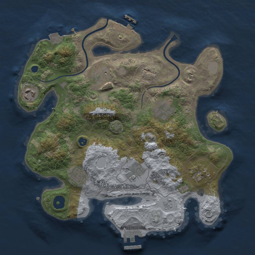Rust Map: Procedural Map, Size: 3000, Seed: 1836449411, 11 Monuments