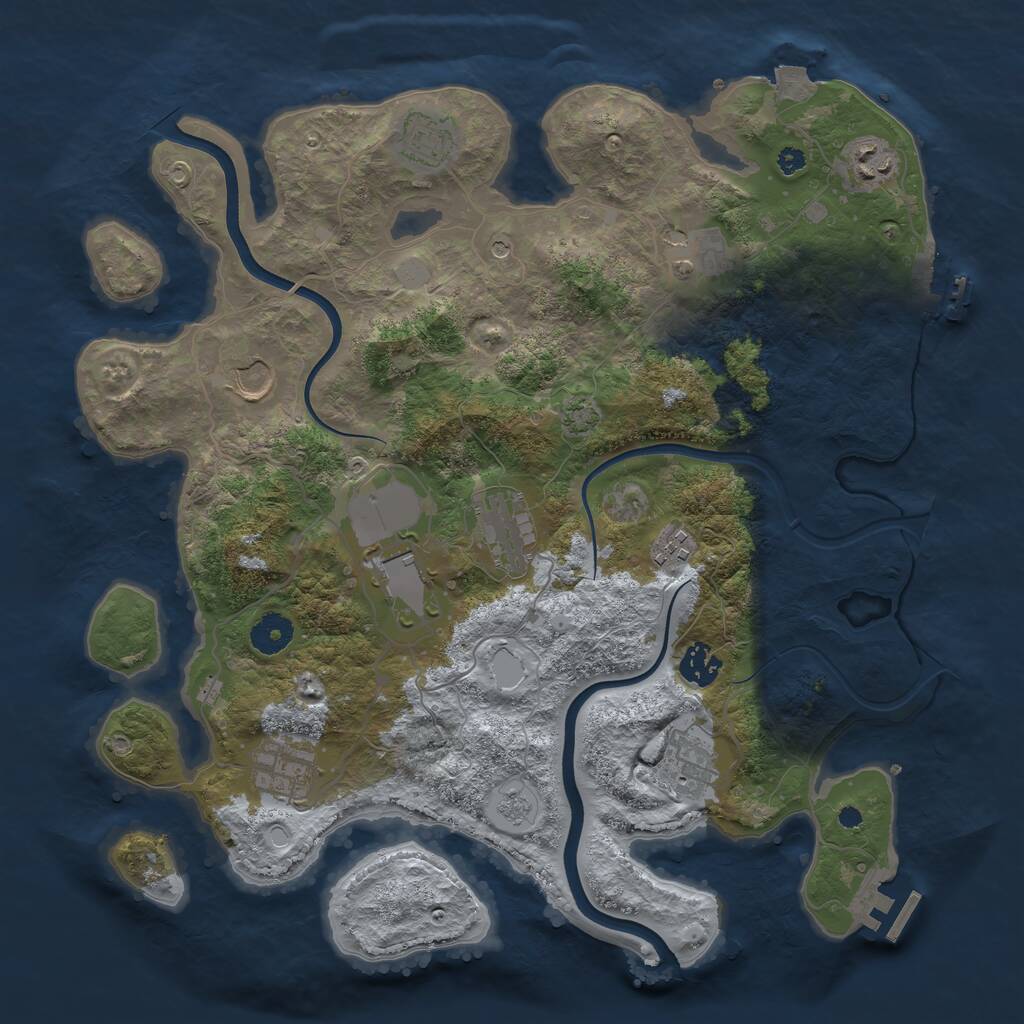 Rust Map: Procedural Map, Size: 3750, Seed: 527502046, 16 Monuments