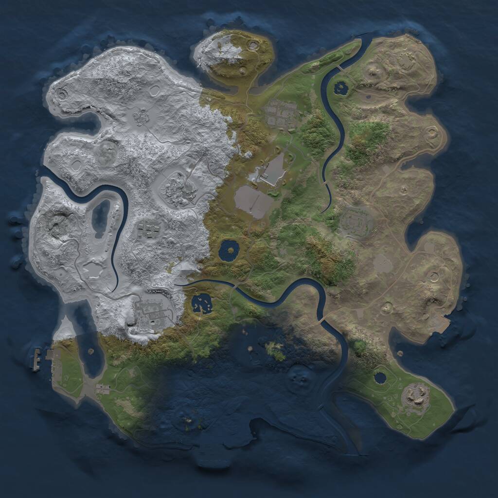 Rust Map: Procedural Map, Size: 3500, Seed: 544524021, 15 Monuments