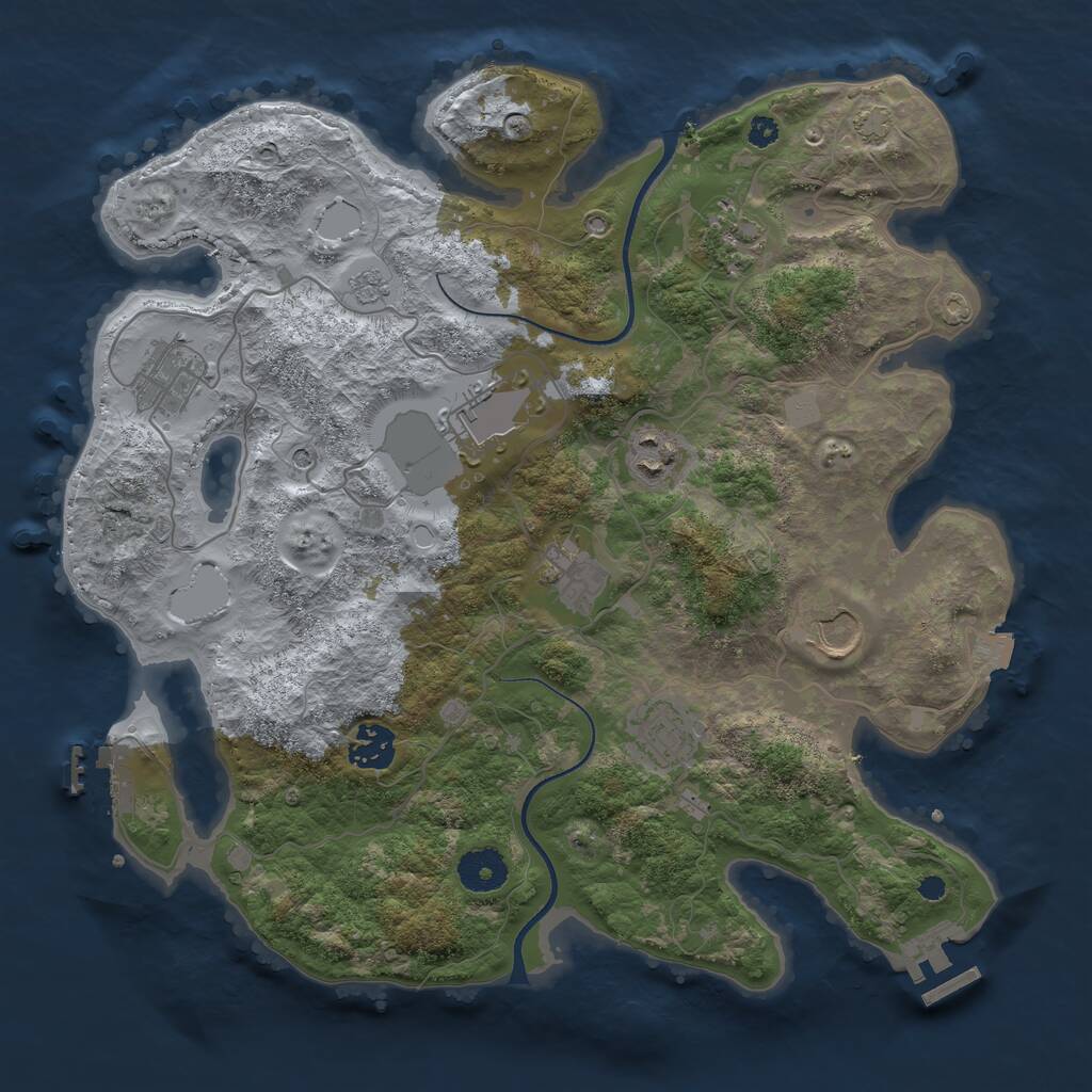 Rust Map: Procedural Map, Size: 3500, Seed: 544524021, 14 Monuments