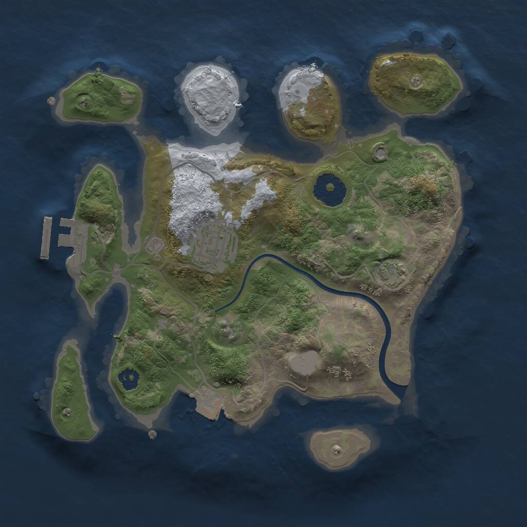 Rust Map: Procedural Map, Size: 2500, Seed: 1628615150, 4 Monuments
