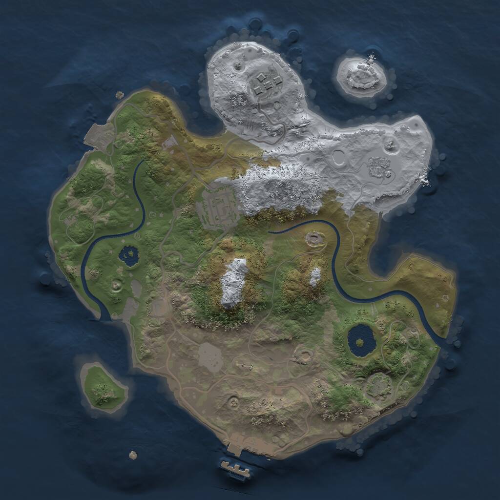 Rust Map: Procedural Map, Size: 2500, Seed: 613028927, 6 Monuments