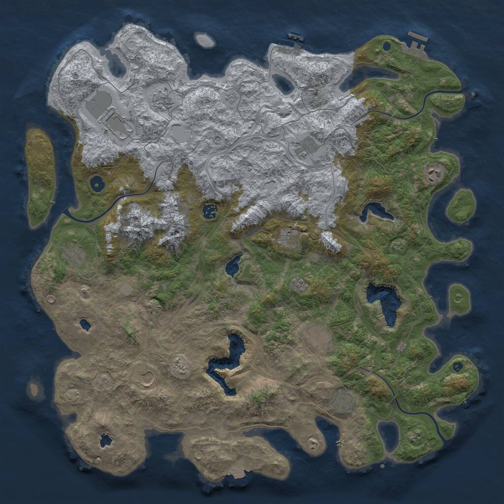 Rust Map: Procedural Map, Size: 5000, Seed: 1993673029, 17 Monuments
