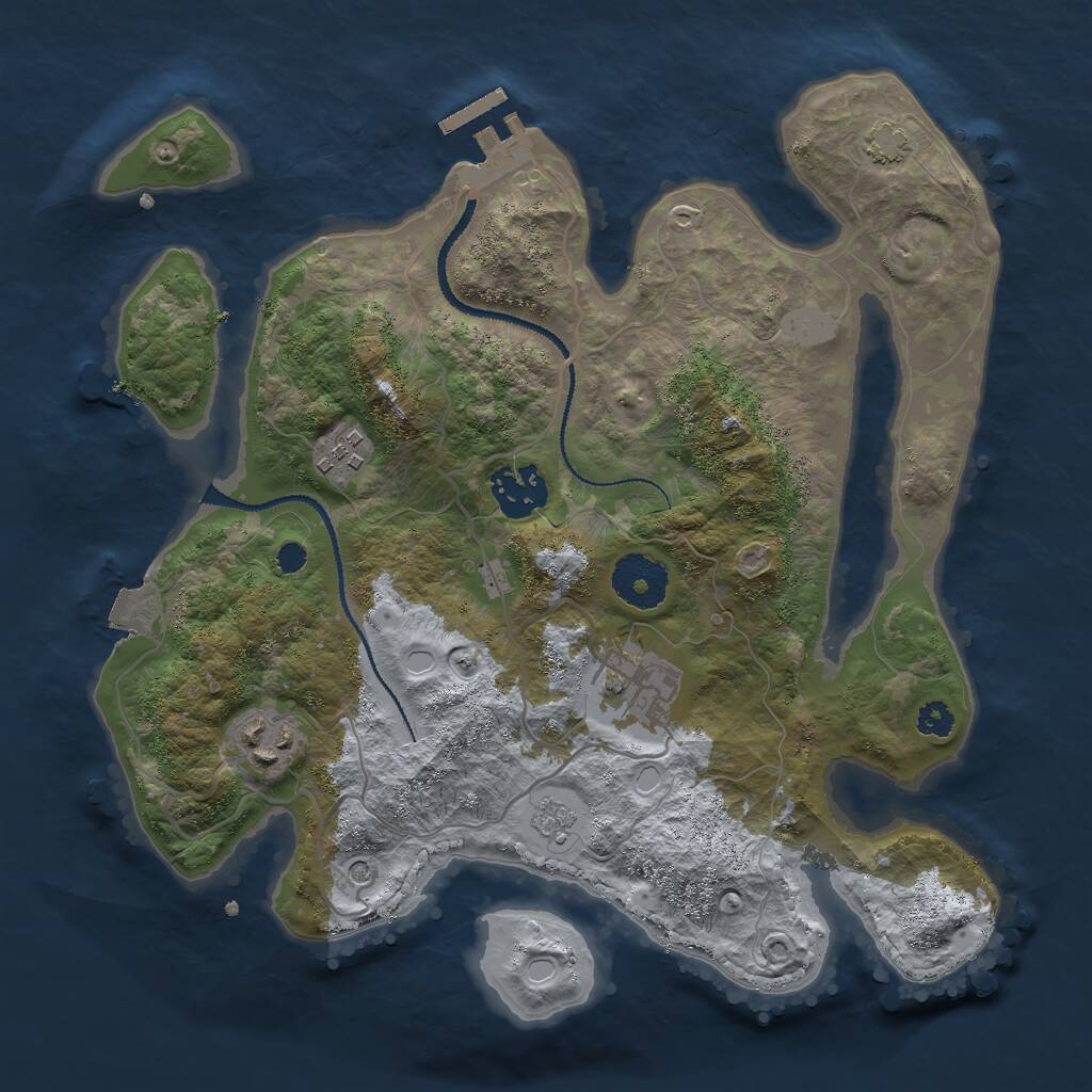 Rust Map: Procedural Map, Size: 3000, Seed: 47994, 9 Monuments