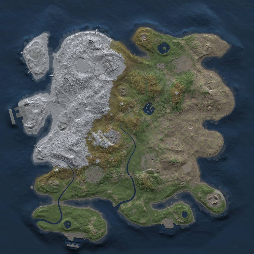 Rust Map: Procedural Map, Size: 3300, Seed: 1833936120, 13 Monuments