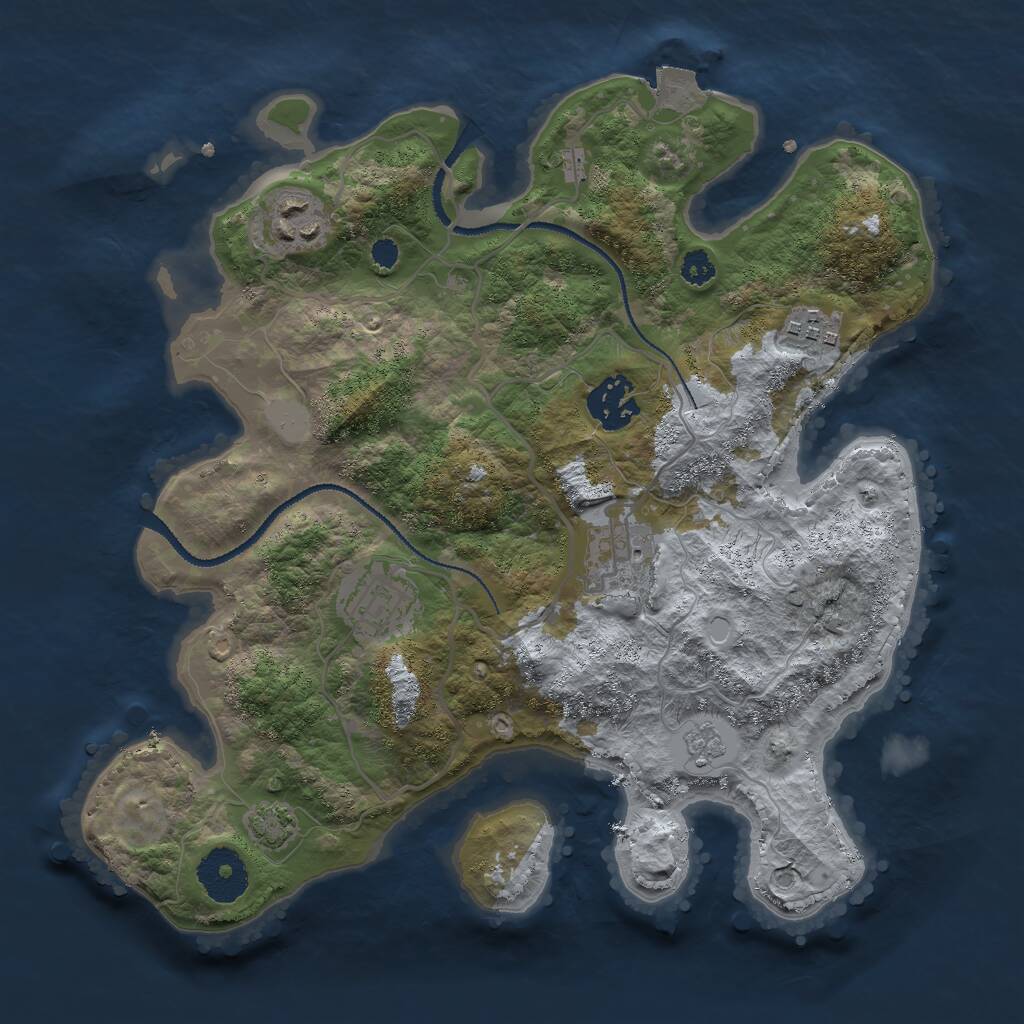 Rust Map: Procedural Map, Size: 3000, Seed: 54568, 8 Monuments