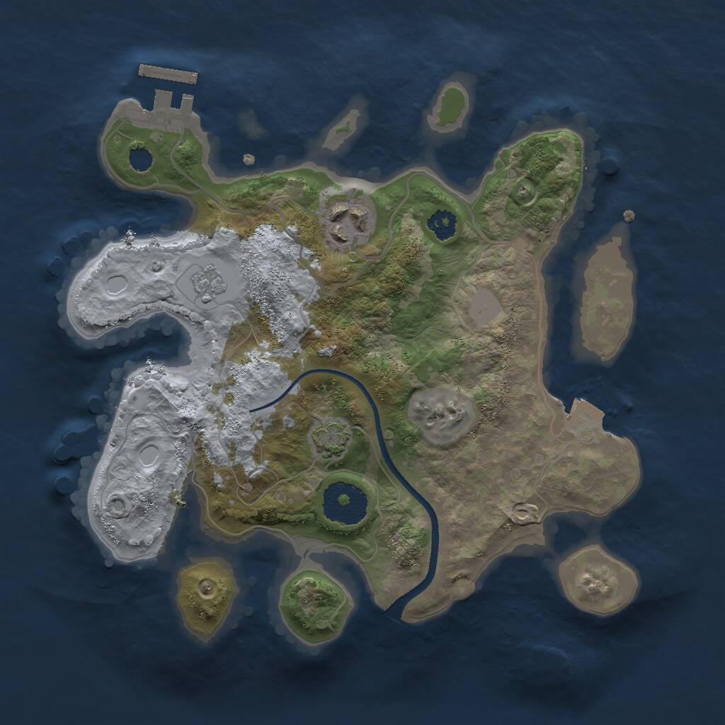 Rust Map: Procedural Map, Size: 2500, Seed: 1112705392, 5 Monuments