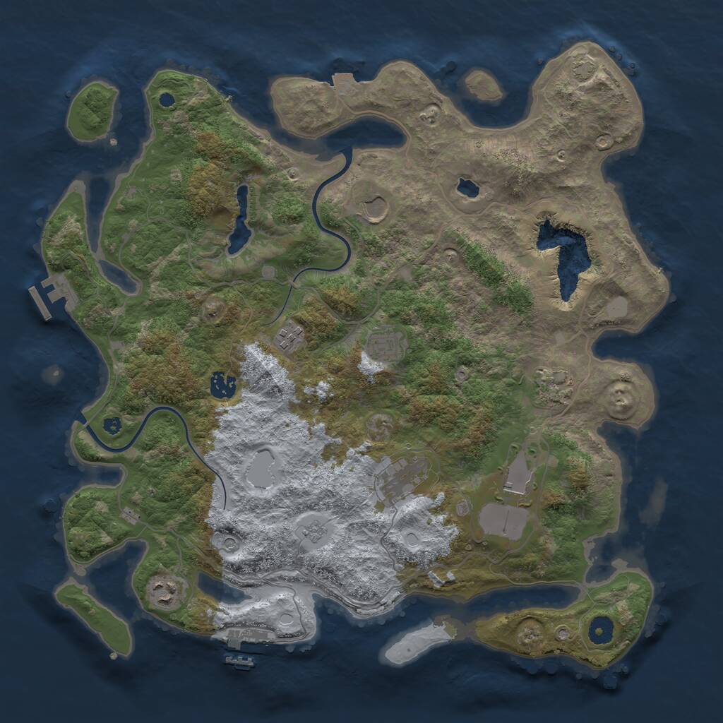 Rust Map: Procedural Map, Size: 4000, Seed: 33514655, 14 Monuments