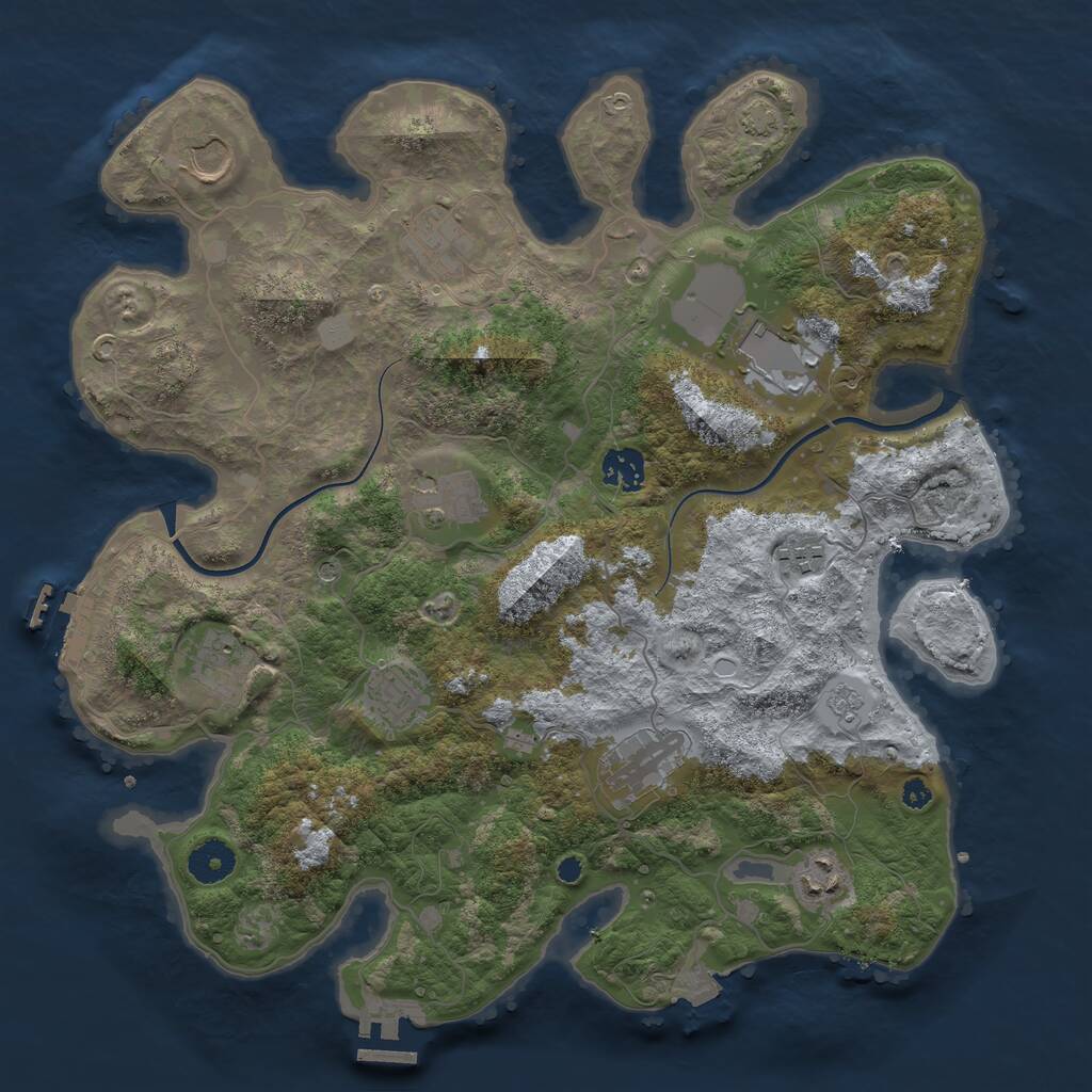 Rust Map: Procedural Map, Size: 3700, Seed: 145045019, 16 Monuments