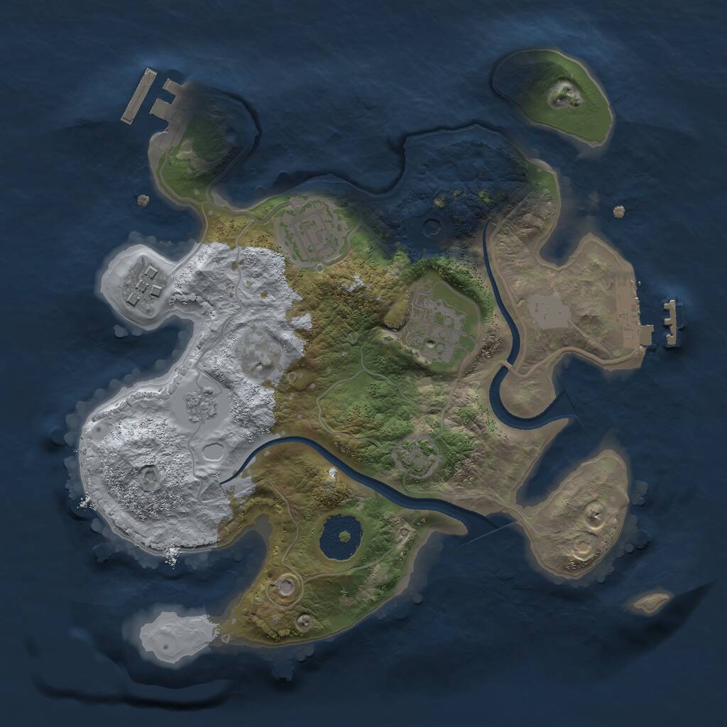 Rust Map: Procedural Map, Size: 2500, Seed: 1133656112, 9 Monuments