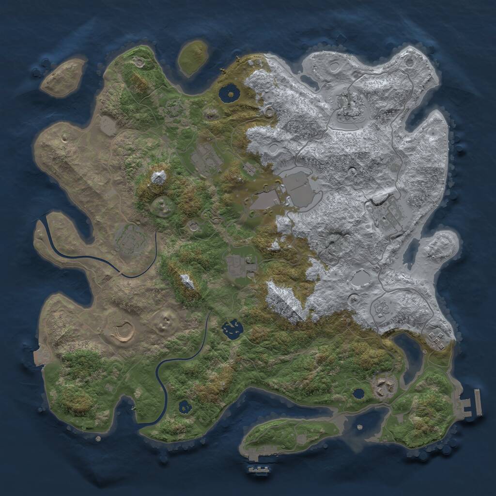 Rust Map: Procedural Map, Size: 3750, Seed: 1351035821, 16 Monuments