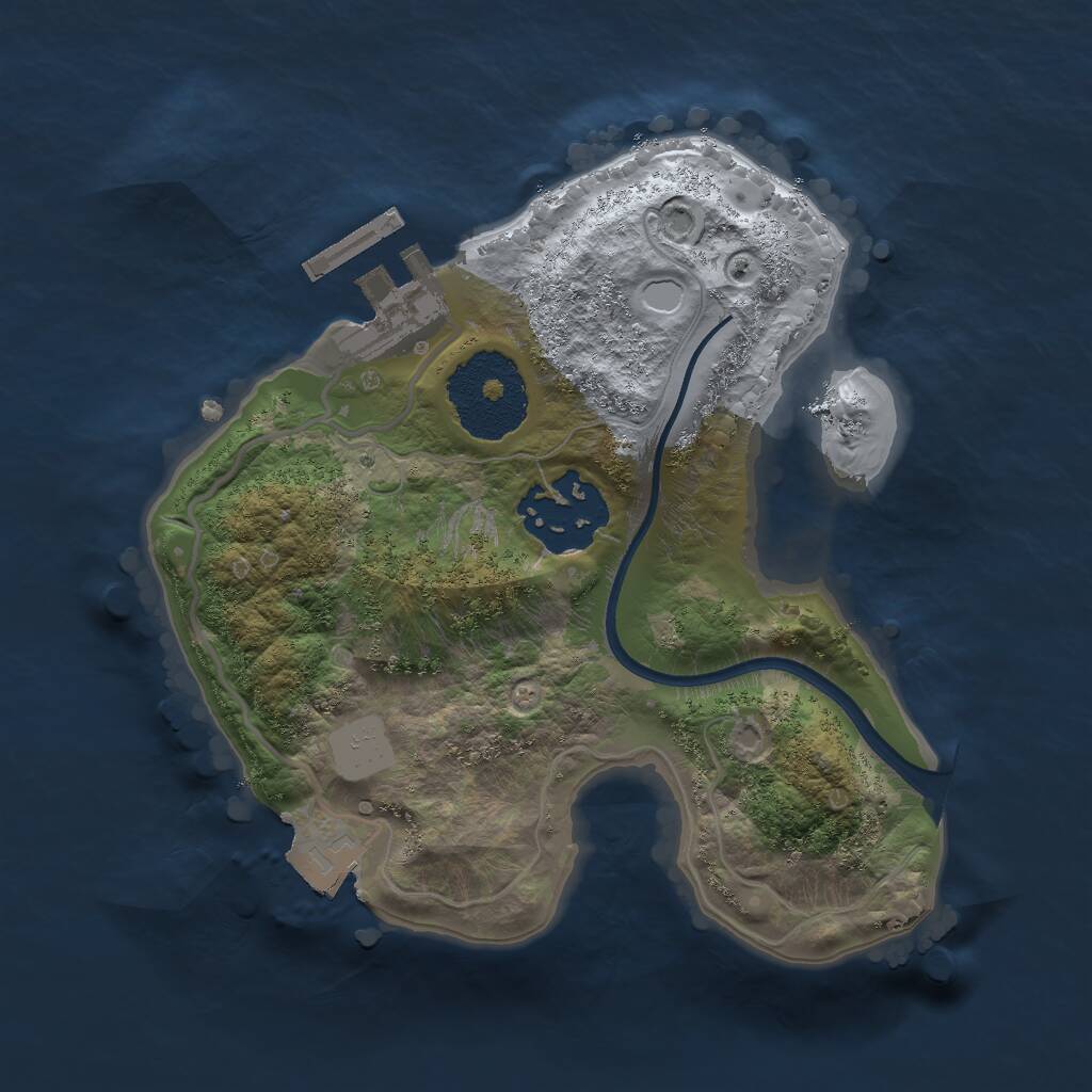 Rust Map: Procedural Map, Size: 2000, Seed: 1075956715, 3 Monuments