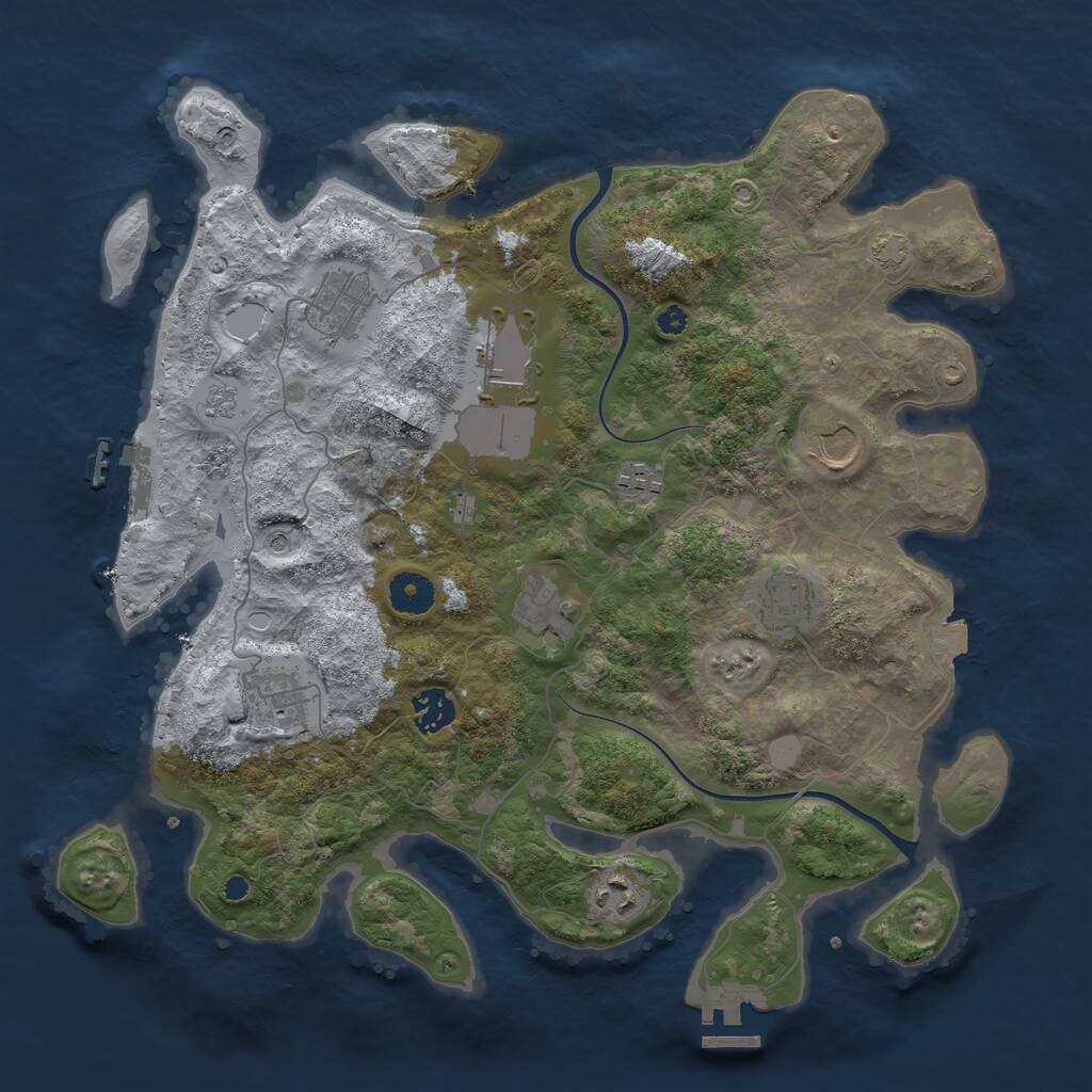 Rust Map: Procedural Map, Size: 3750, Seed: 594201, 15 Monuments
