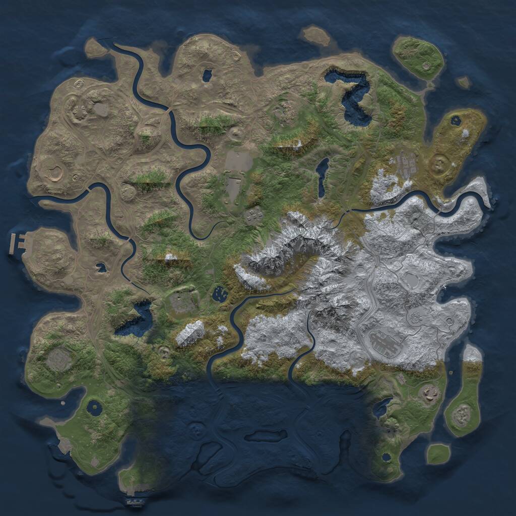 Rust Map: Procedural Map, Size: 5000, Seed: 145045019, 16 Monuments