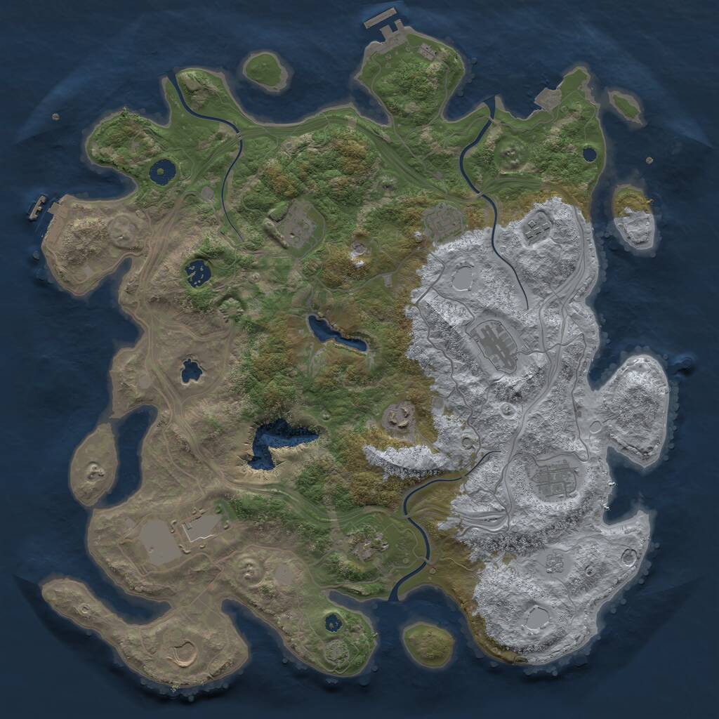 Rust Map: Procedural Map, Size: 4250, Seed: 278903467, 16 Monuments