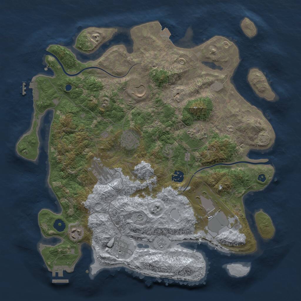 Rust Map: Procedural Map, Size: 3750, Seed: 969728357, 14 Monuments