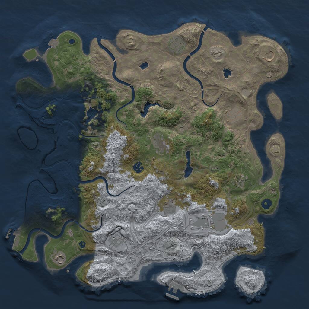Rust Map: Procedural Map, Size: 4500, Seed: 827807272, 17 Monuments