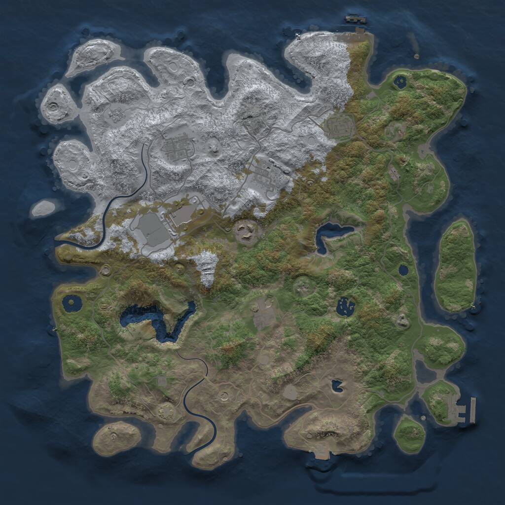 Rust Map: Procedural Map, Size: 4000, Seed: 1254028027, 13 Monuments