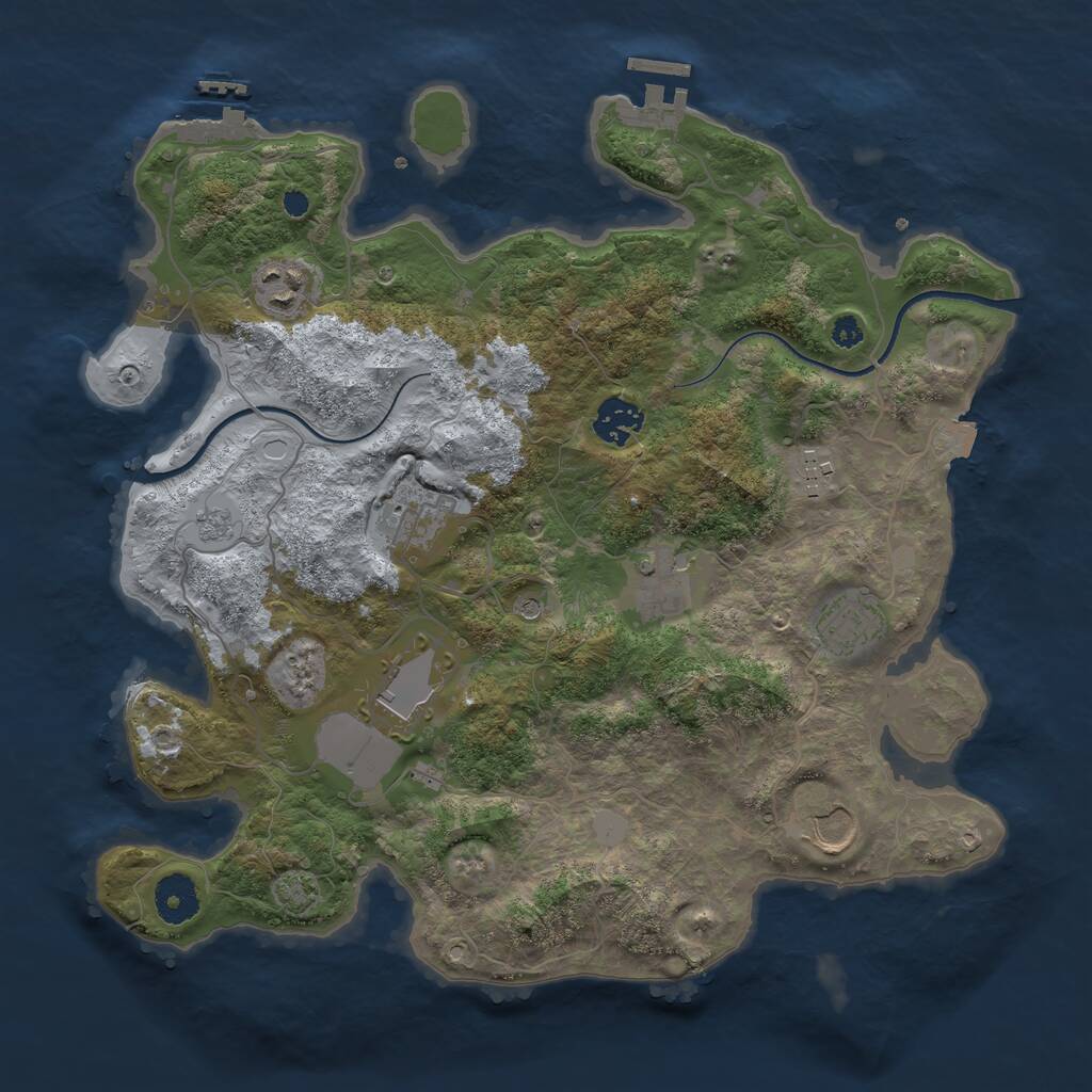 Rust Map: Procedural Map, Size: 3500, Seed: 392671742, 14 Monuments