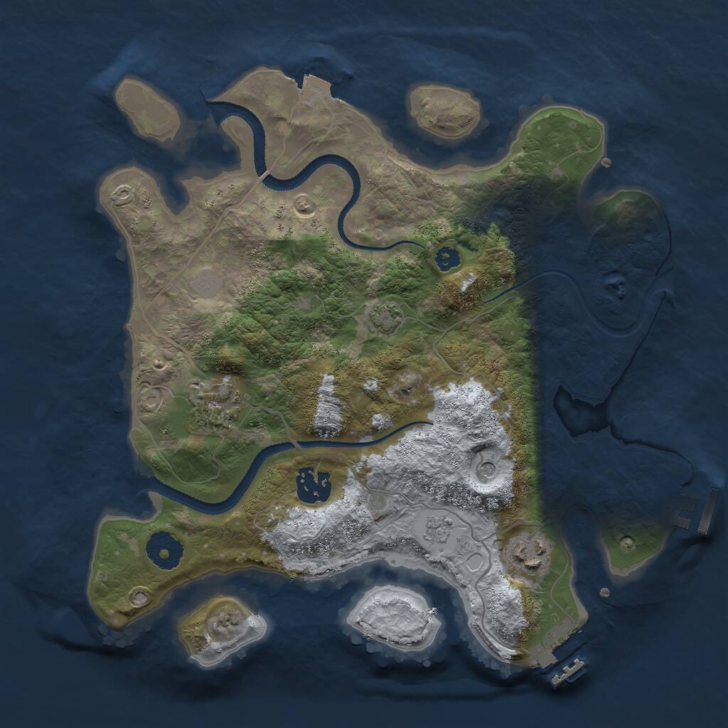 Rust Map: Procedural Map, Size: 3000, Seed: 834428289, 9 Monuments