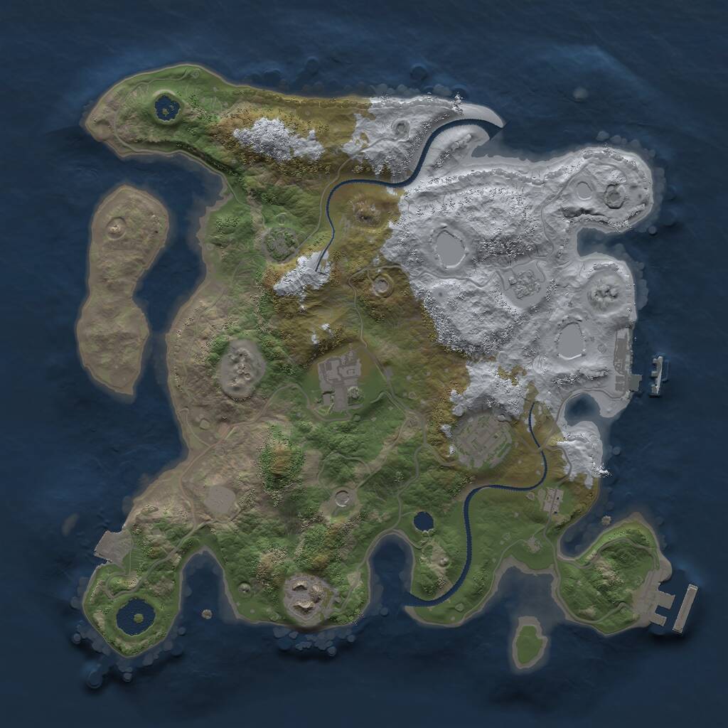 Rust Map: Procedural Map, Size: 3000, Seed: 258456, 9 Monuments