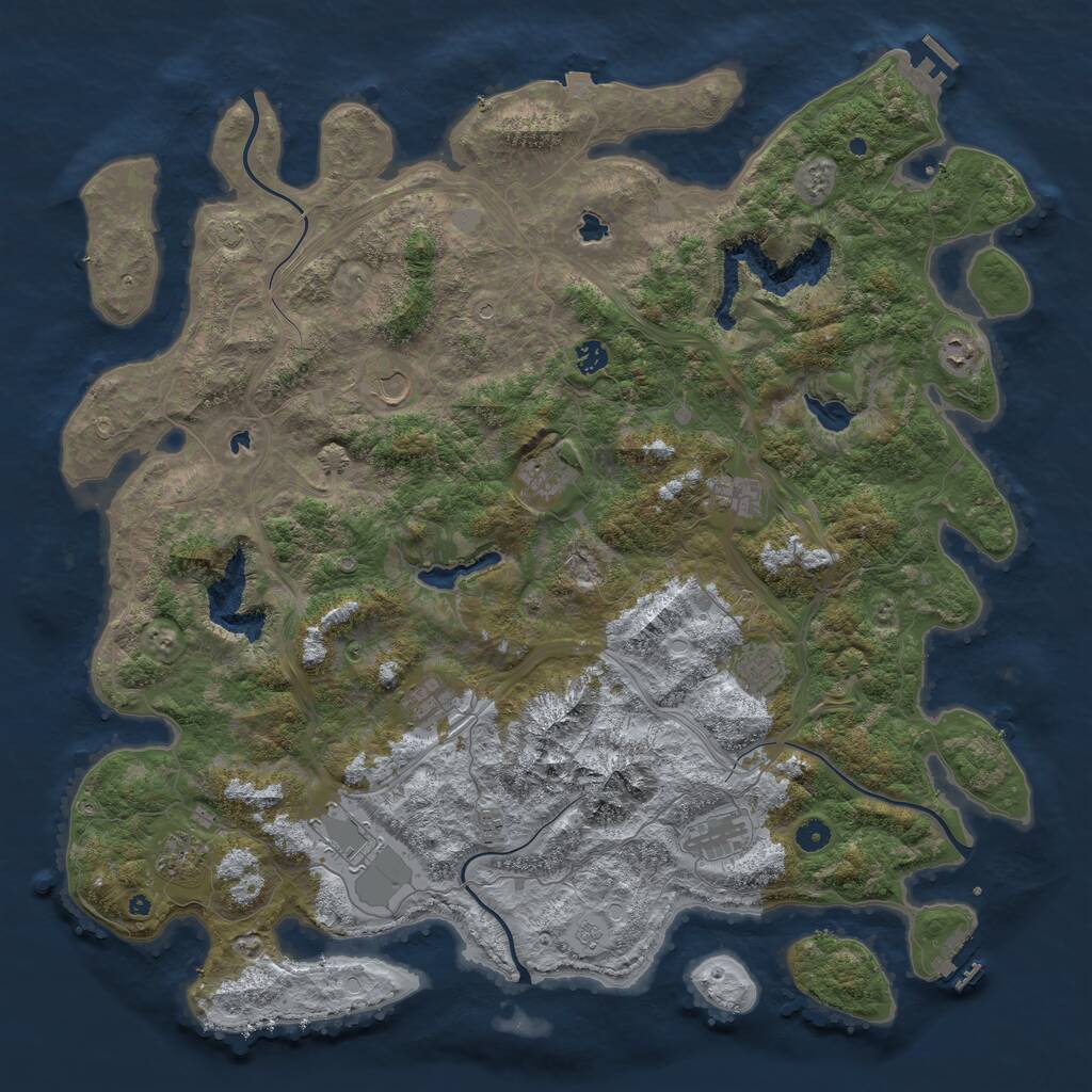 Rust Map: Procedural Map, Size: 5000, Seed: 980458036, 17 Monuments