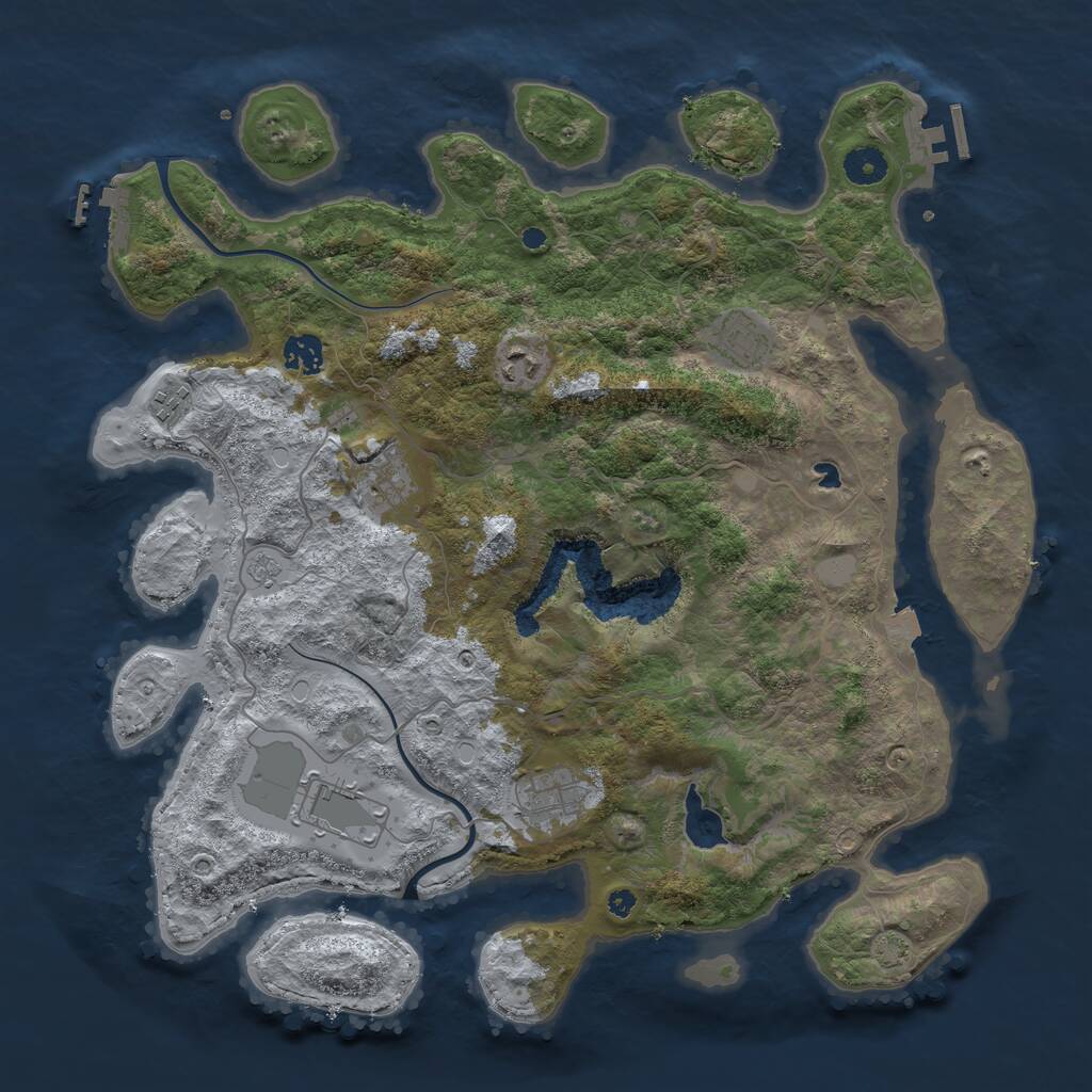 Rust Map: Procedural Map, Size: 4000, Seed: 10414405, 12 Monuments