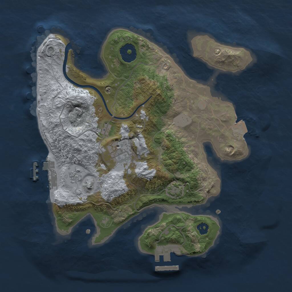 Rust Map: Procedural Map, Size: 2500, Seed: 175935549, 6 Monuments