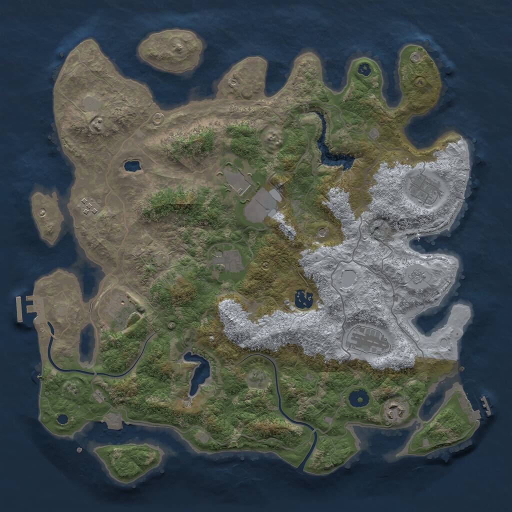 Rust Map: Procedural Map, Size: 4000, Seed: 951675123, 14 Monuments