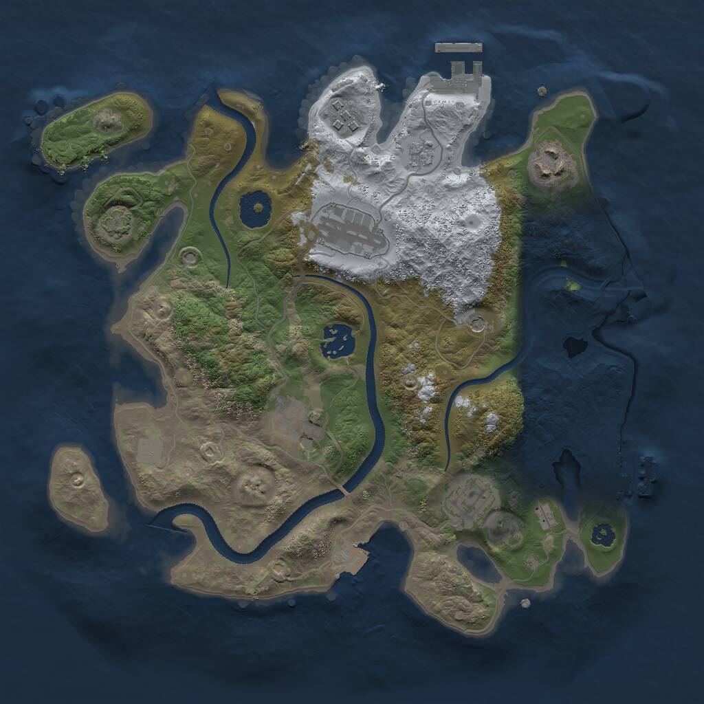 Rust Map: Procedural Map, Size: 3000, Seed: 42477, 12 Monuments