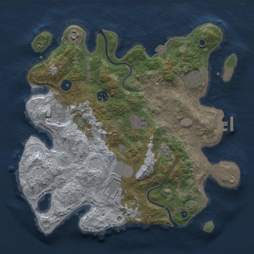 Rust Map: Procedural Map, Size: 3500, Seed: 581636852, 12 Monuments