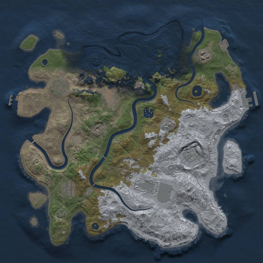 Rust Map: Procedural Map, Size: 3700, Seed: 53724521, 15 Monuments