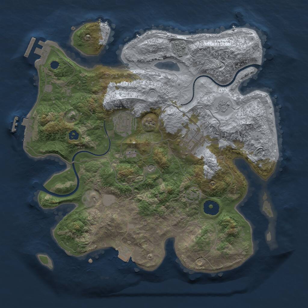 Rust Map: Procedural Map, Size: 3000, Seed: 24916, 9 Monuments