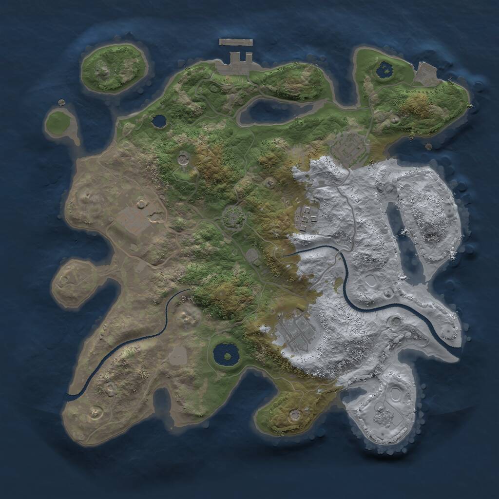 Rust Map: Procedural Map, Size: 3000, Seed: 1680484254, 9 Monuments