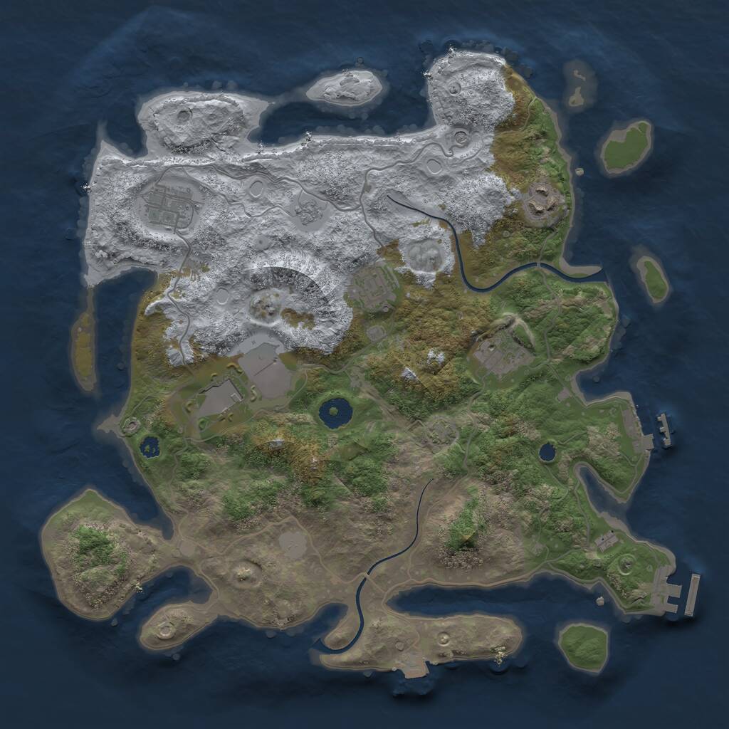 Rust Map: Procedural Map, Size: 3500, Seed: 477634081, 11 Monuments