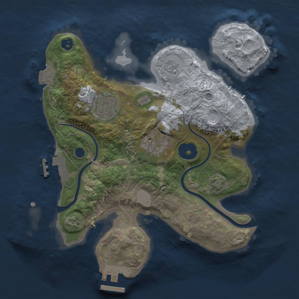 Rust Map: Procedural Map, Size: 2500, Seed: 229698332, 7 Monuments