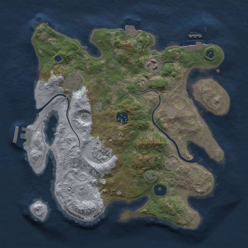 Rust Map: Procedural Map, Size: 3000, Seed: 29548, 10 Monuments