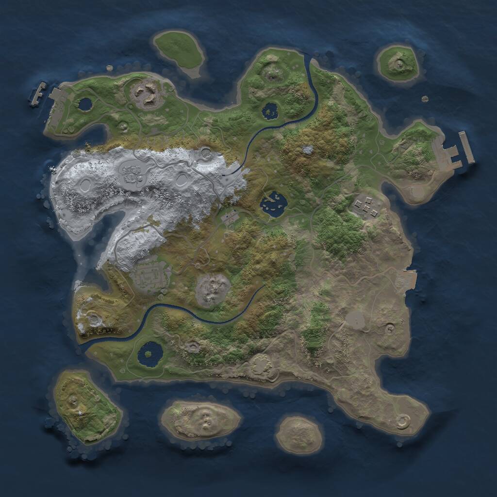 Rust Map: Procedural Map, Size: 3000, Seed: 22111, 10 Monuments