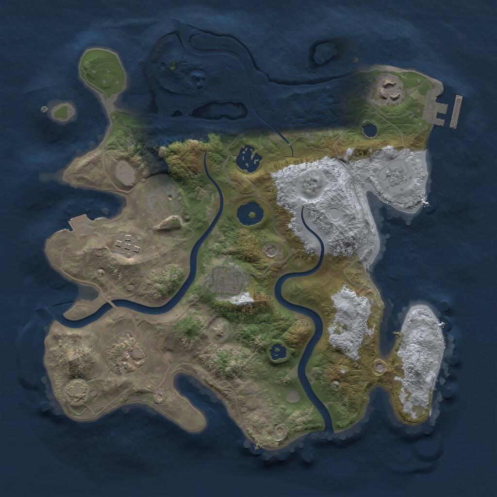 Rust Map: Procedural Map, Size: 3000, Seed: 893666, 11 Monuments