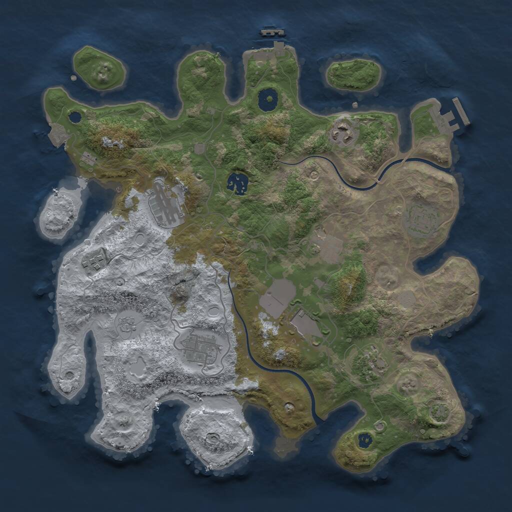 Rust Map: Procedural Map, Size: 3500, Seed: 304500677, 14 Monuments