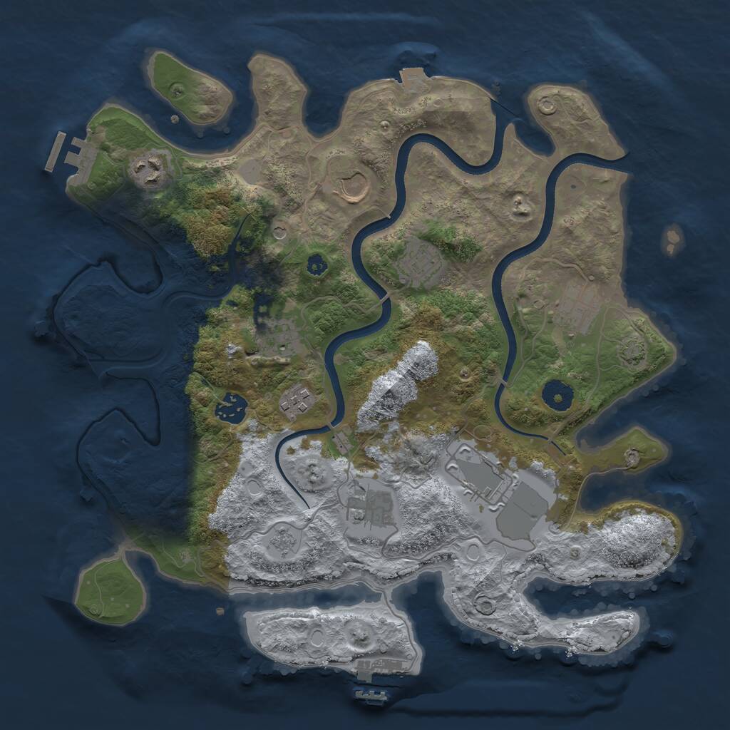 Rust Map: Procedural Map, Size: 3550, Seed: 17762079, 15 Monuments