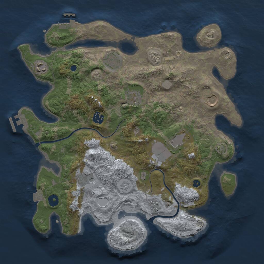Rust Map: Procedural Map, Size: 3500, Seed: 913756507, 14 Monuments