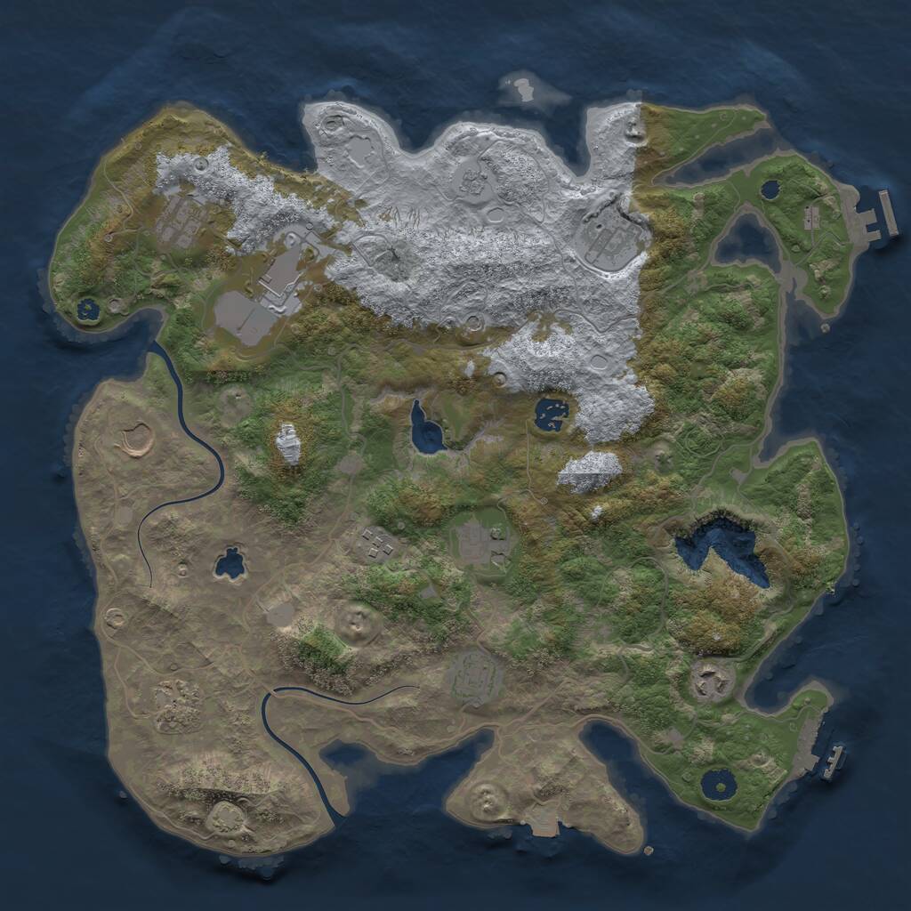 Rust Map: Procedural Map, Size: 4000, Seed: 327419137, 16 Monuments