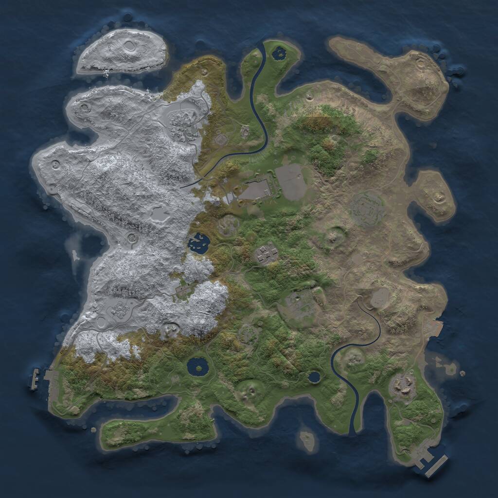 Rust Map: Procedural Map, Size: 3600, Seed: 768532, 13 Monuments