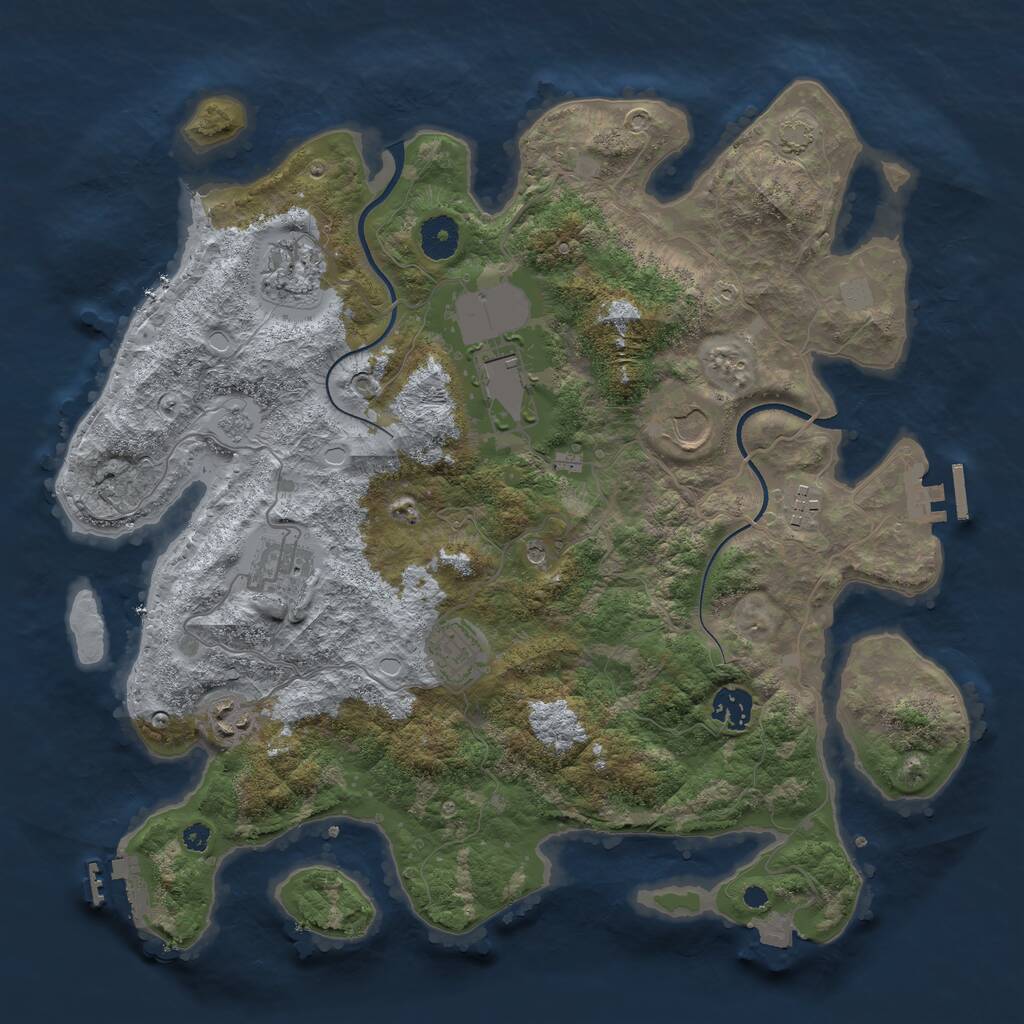 Rust Map: Procedural Map, Size: 3700, Seed: 477259499, 14 Monuments